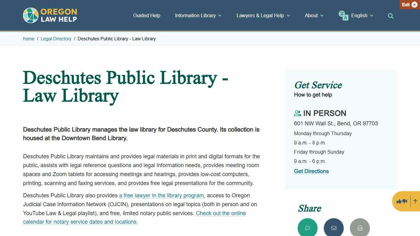 Deschutes Public Library - Law Library Oregon Law Help