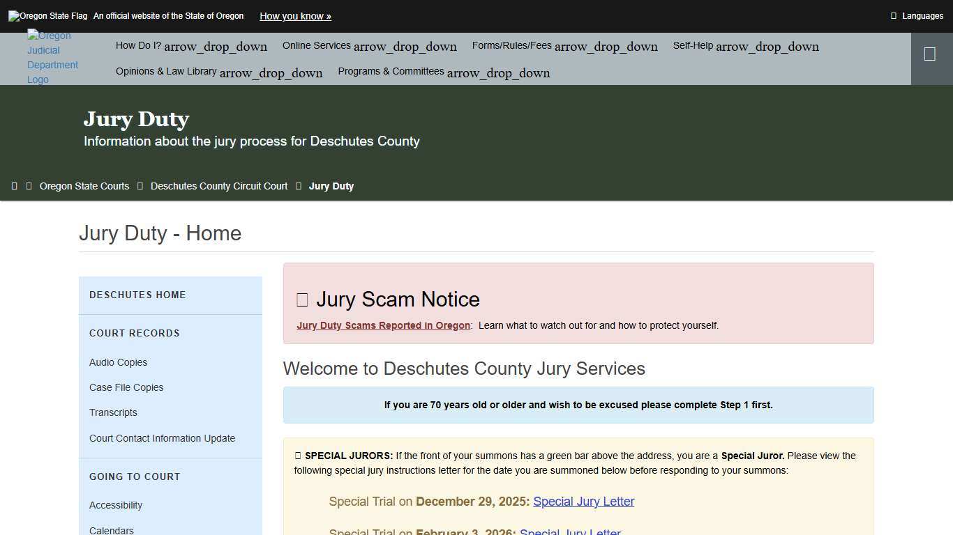 Oregon Judicial Department : Jury Duty - Home : Jury Duty : State of Oregon